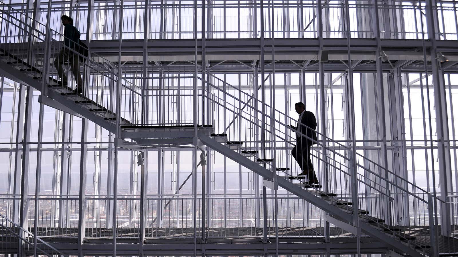 Climbing the ladder of corporate success.