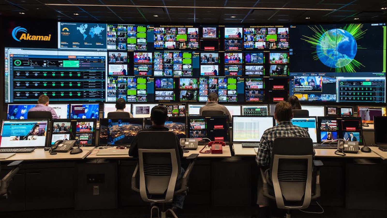 Akamai’s Broadcast Operations Center in Cambridge, Massachusetts.