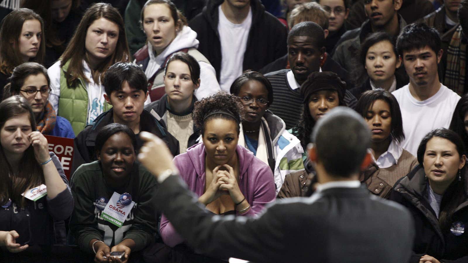 President Obama speaks to college students at Dartmouth. His administration supported the University of Texas&#39; argument.