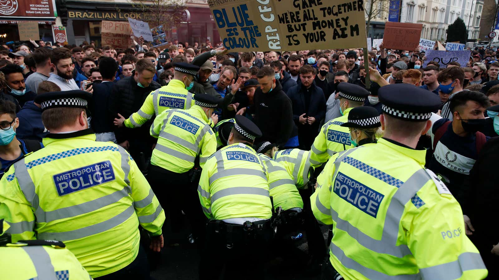 Protesting Chelsea fans.