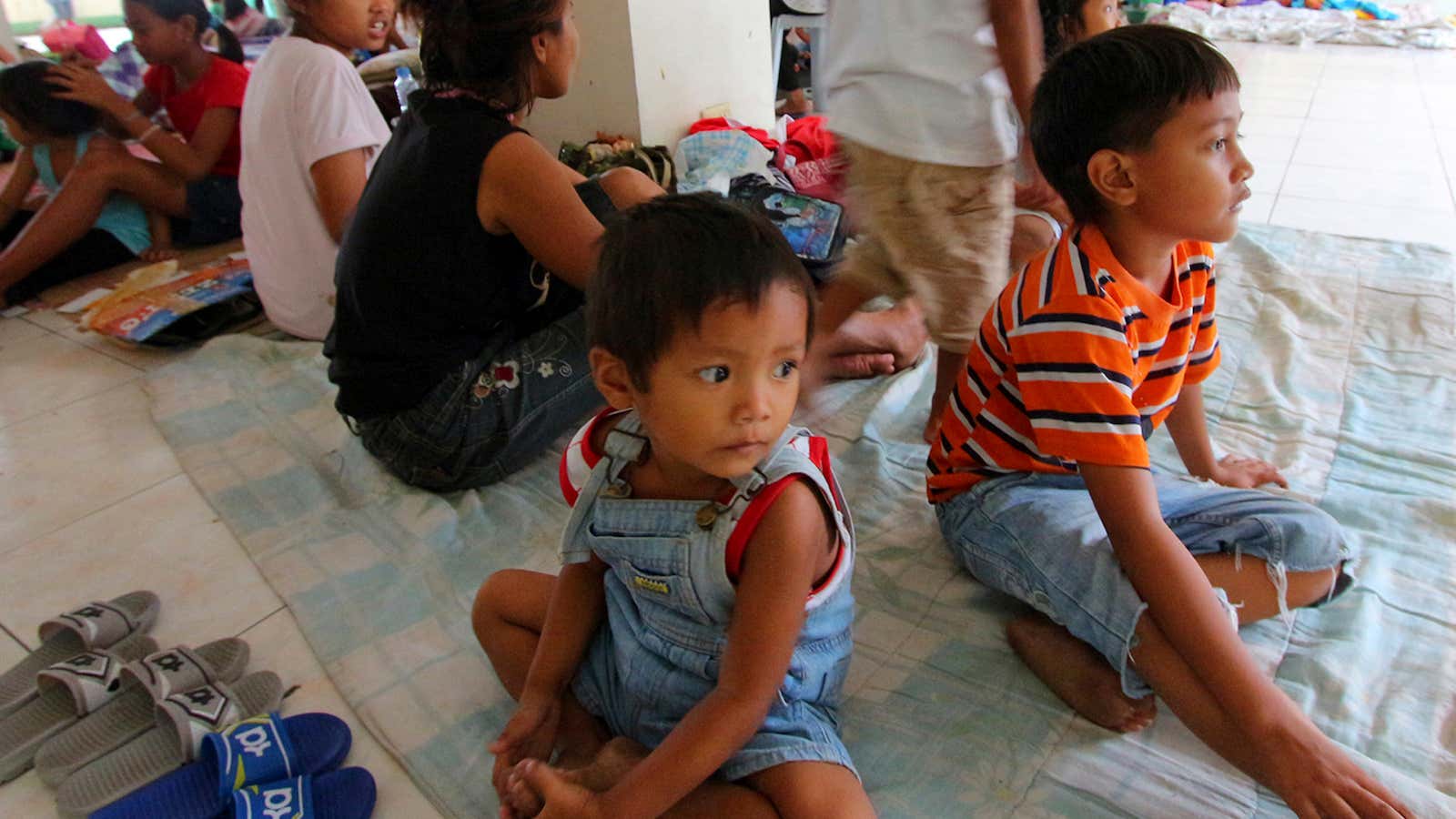 Residents at evacuation center in the central Philippines.