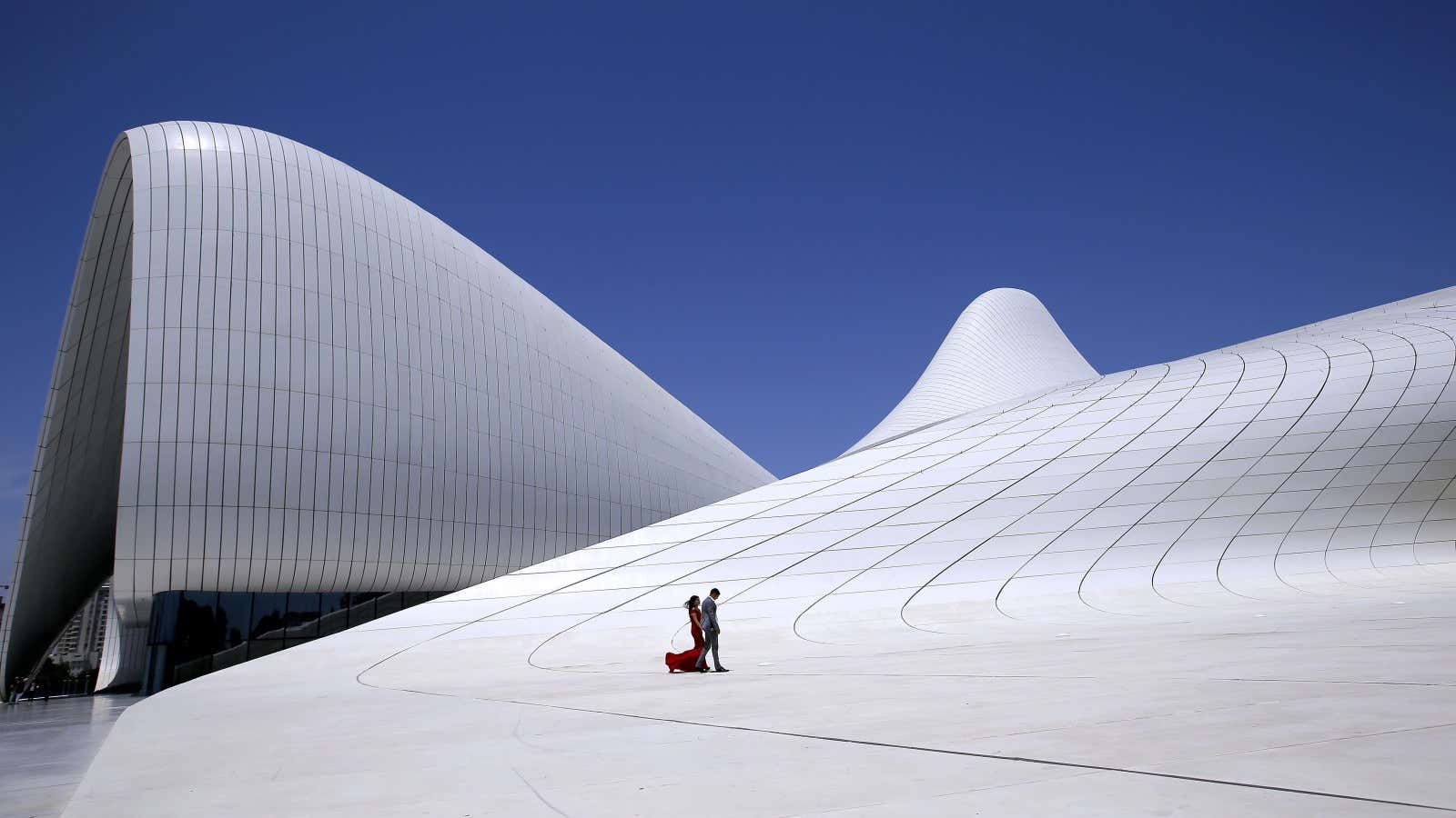 Heydar Aliyev Center in downtown of Baku, Azerbaijan.