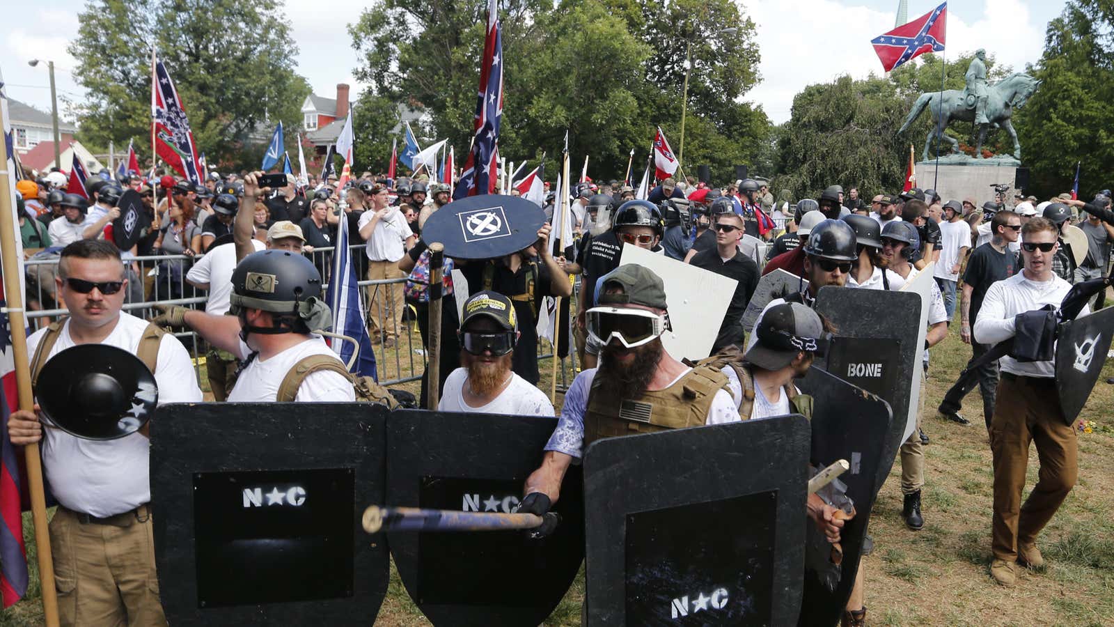 White nationalist demonstrators in Charlottesville, Virginia on Saturday.