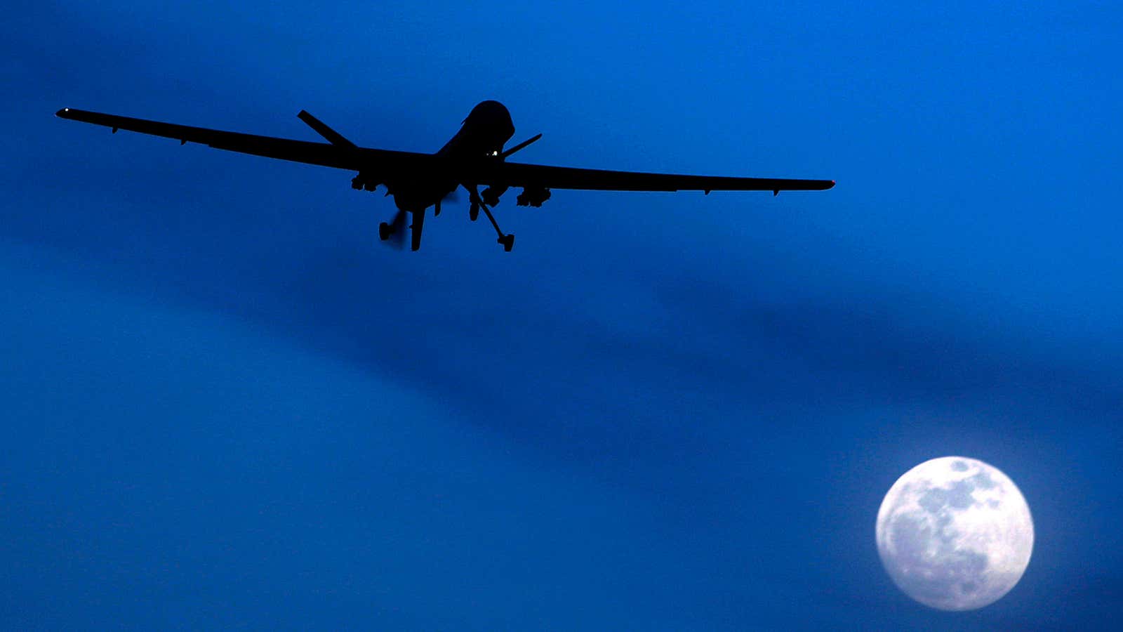 An unmanned US Predator drone flies over southern Afghanistan