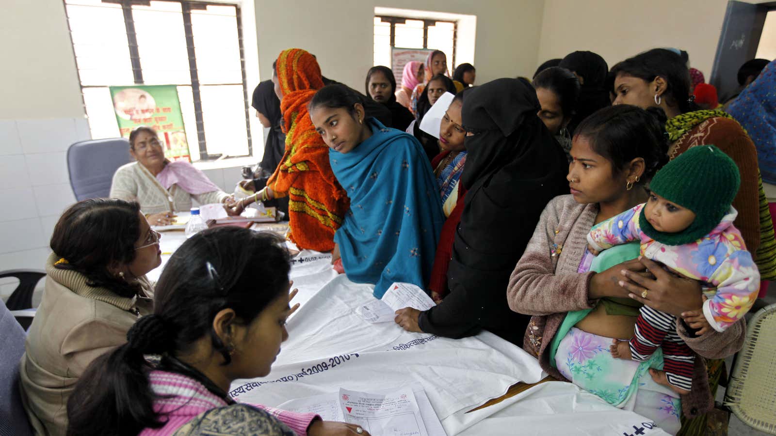 Patients register for free sterilization in Aligarh.