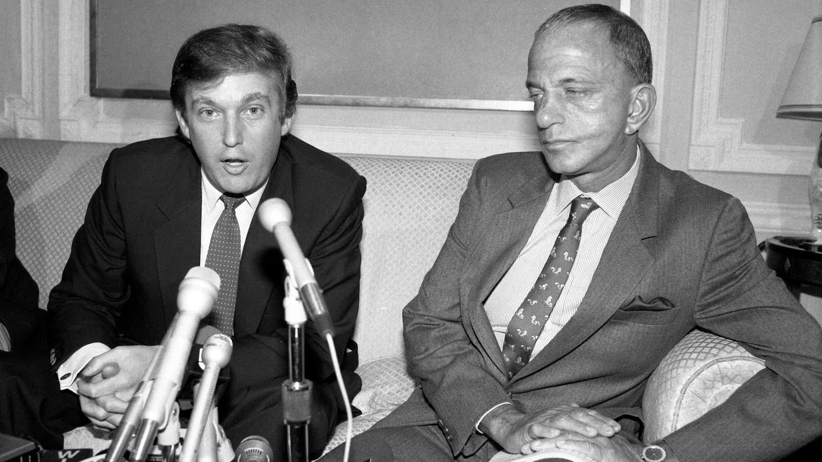 Trump with his lawyer Roy Cohn in 1984.