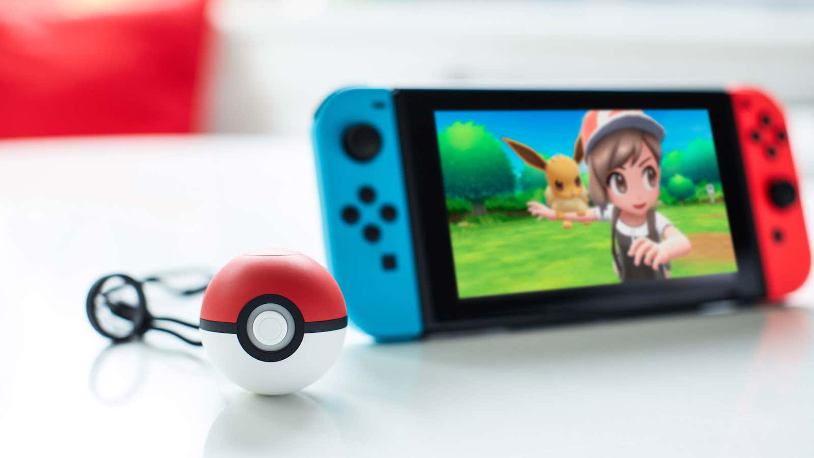 Nintendo’s new Pokémon Let’s Go game, with its new Pokéball controller.