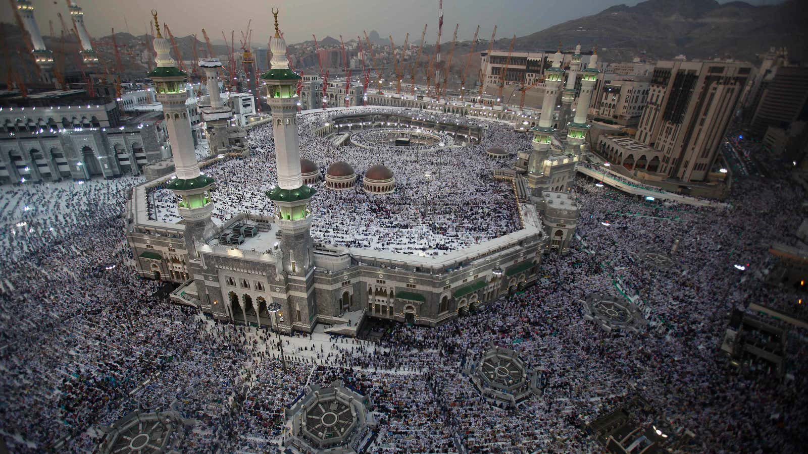 Praying at the Grand mosque in Mecca, 2013.