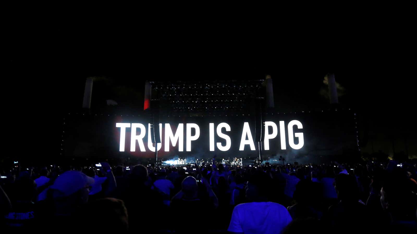 Roger Waters of Pink Floyd publicly flogs Trump at a music festival in October.