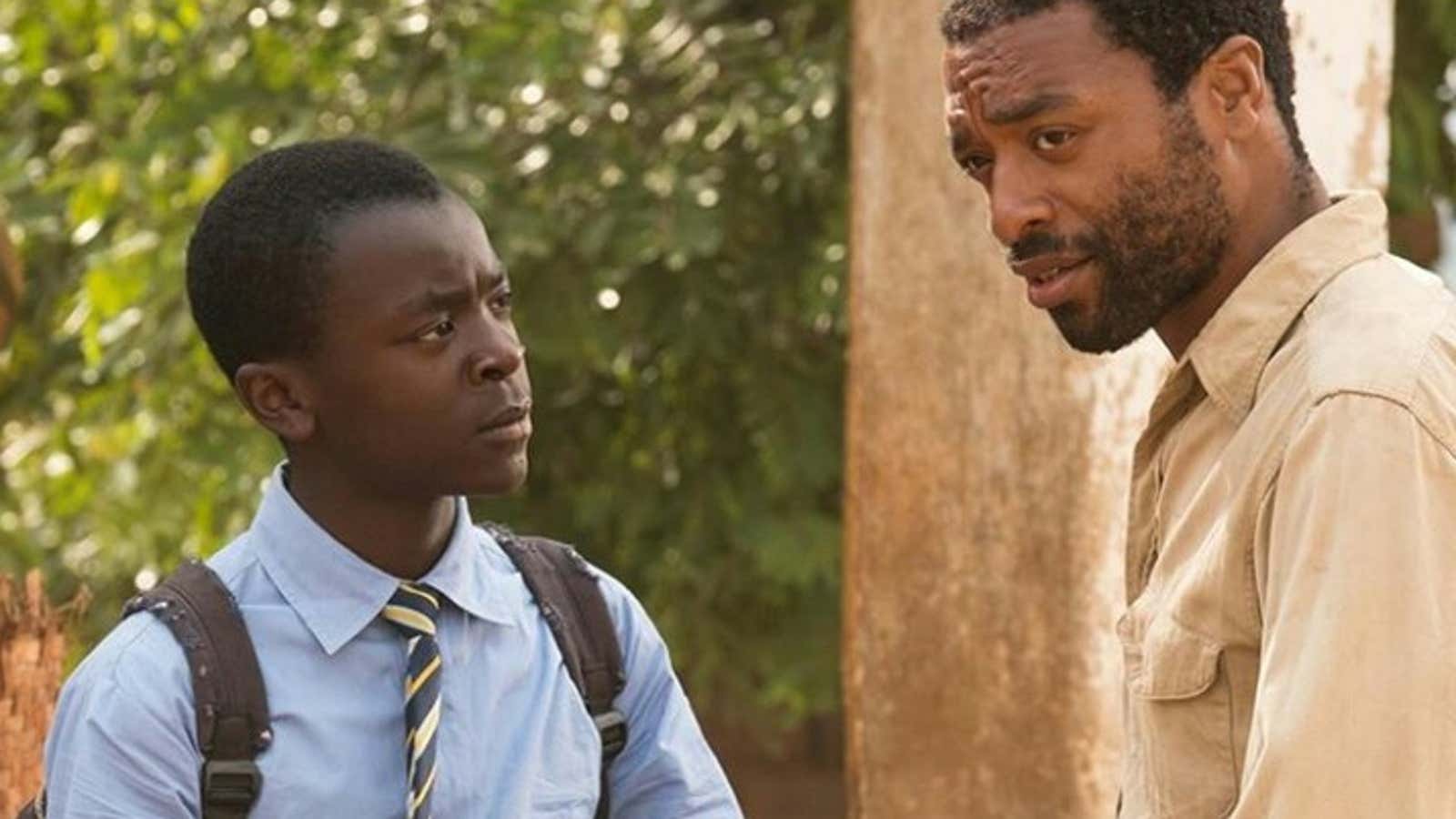 Max Simba and Chiwetel Ejiofor in a scene from the movie