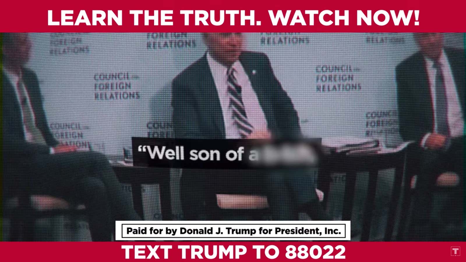 A frame from Trump’s controversial ad.