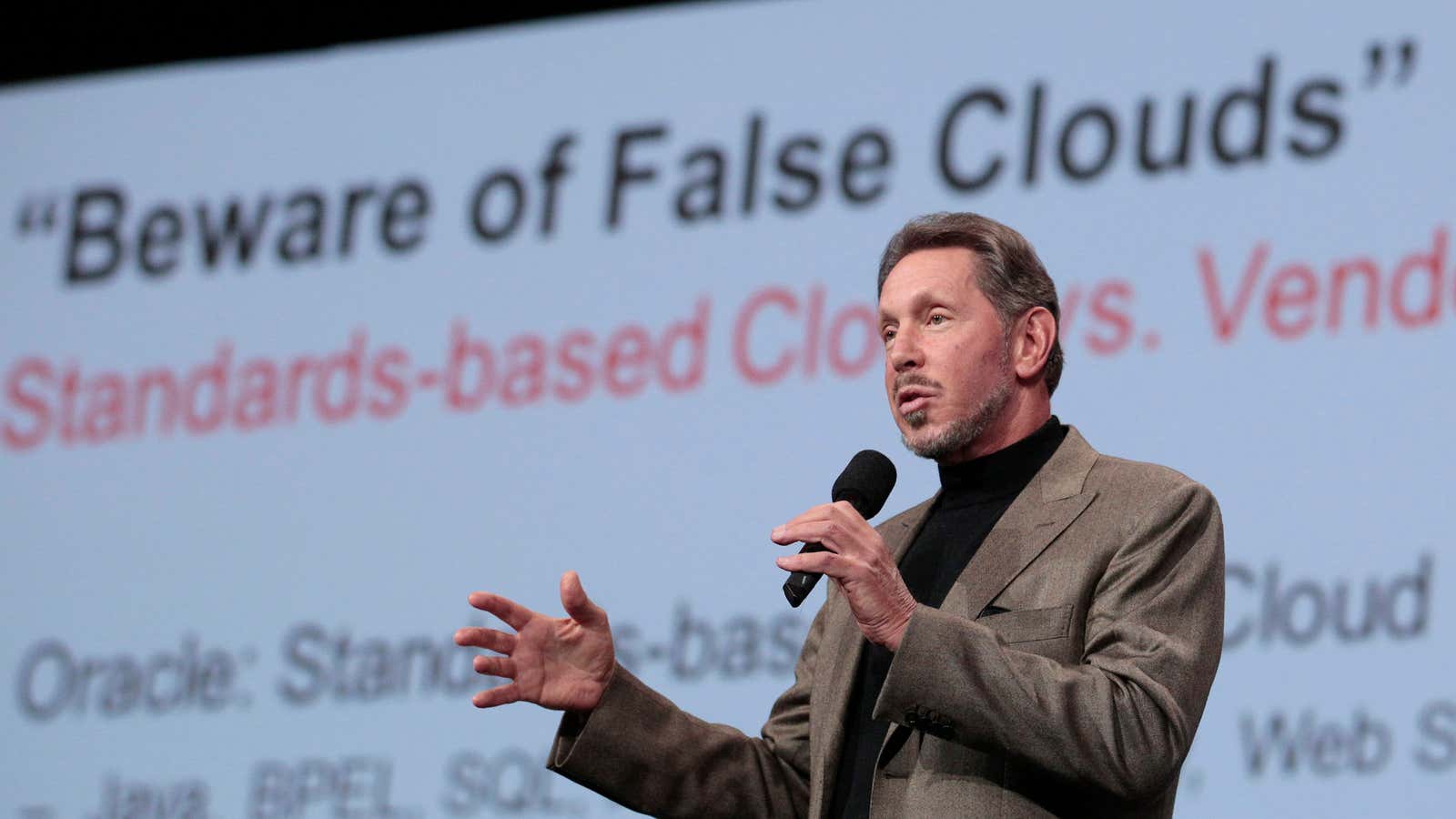 Oracle CEO Larry Ellison in 2011. Beware of false clouds, indeed.