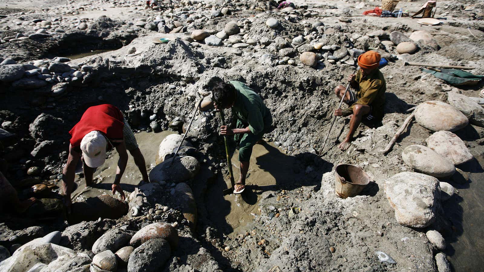 This is what actually panning for gold in Myanmar looks like.