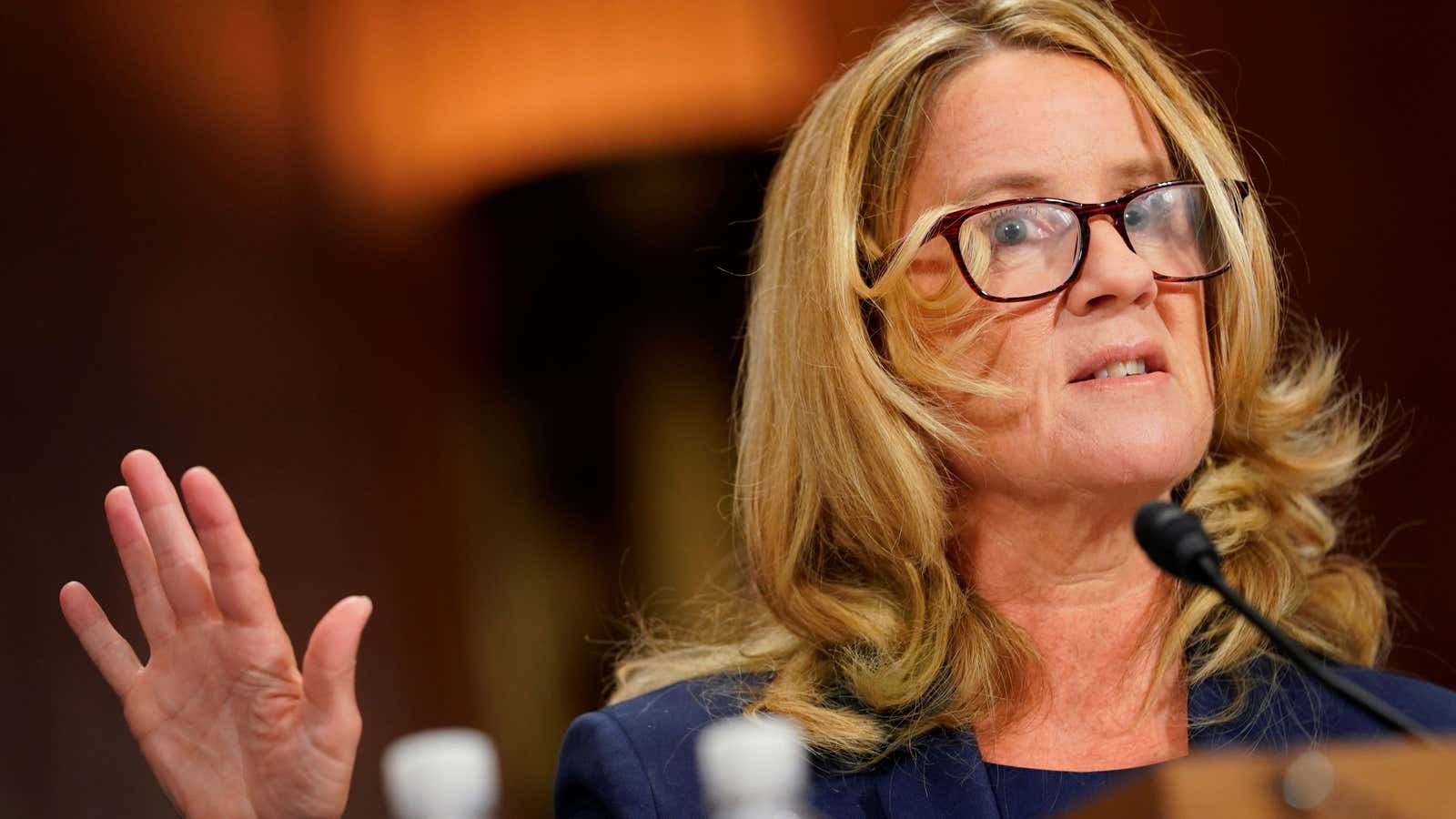 Christine Blasey Ford testifies in front of the Senate Judiciary Committee.