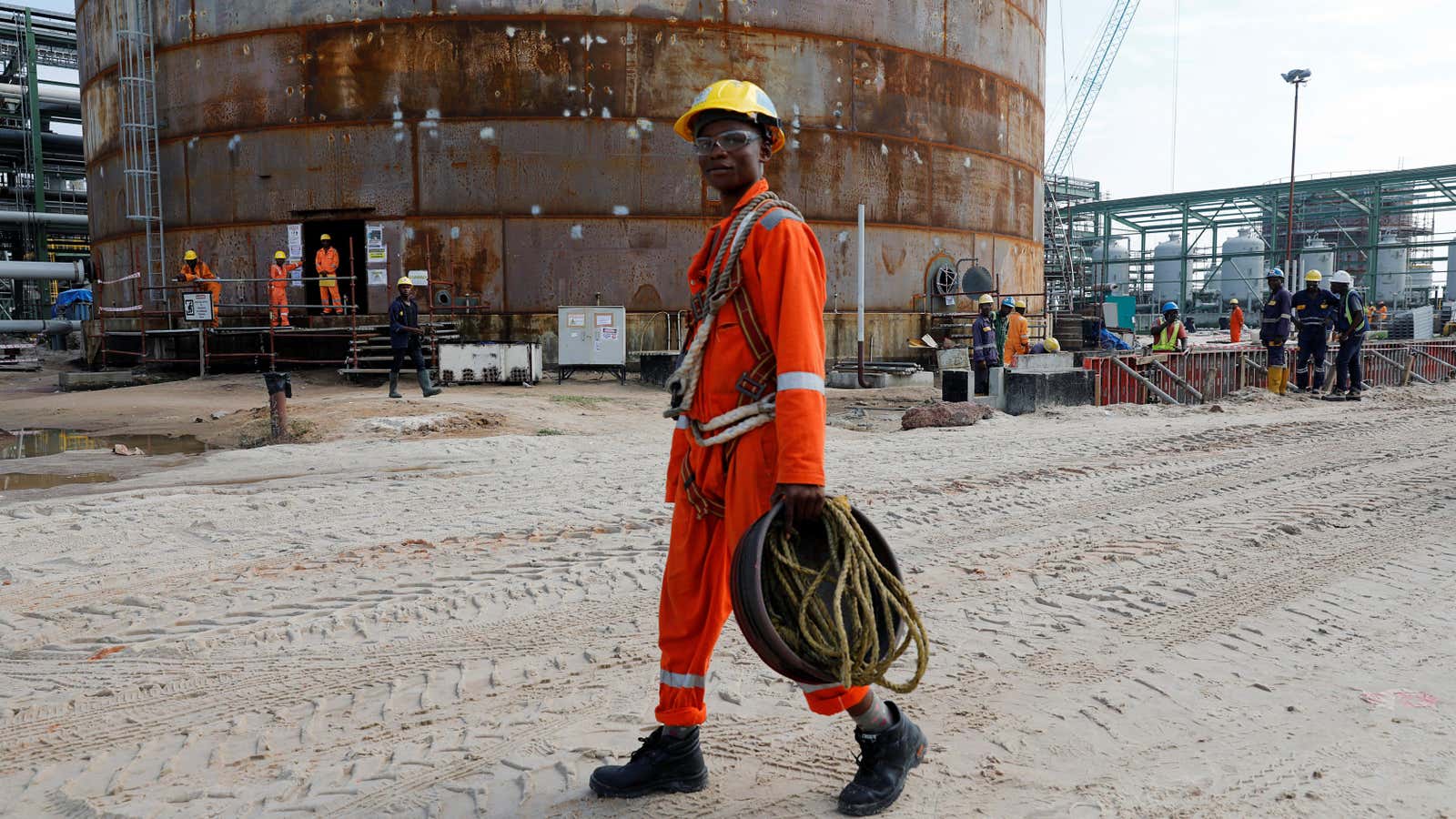 The Dangote Oil Refinery under construction outside Lagos.