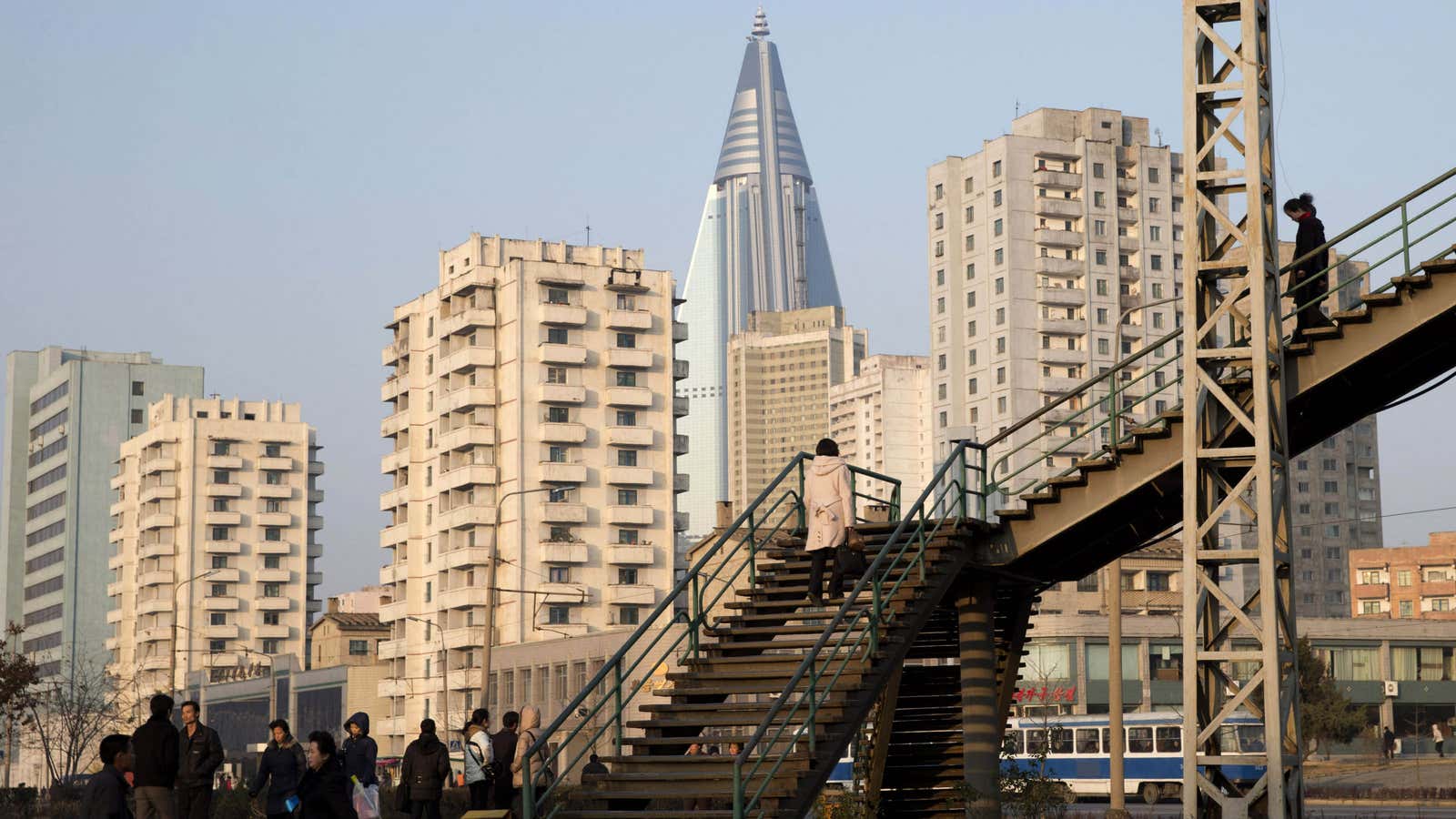 The 105-story Ryugyong Hotel has been under construction for 30 years.