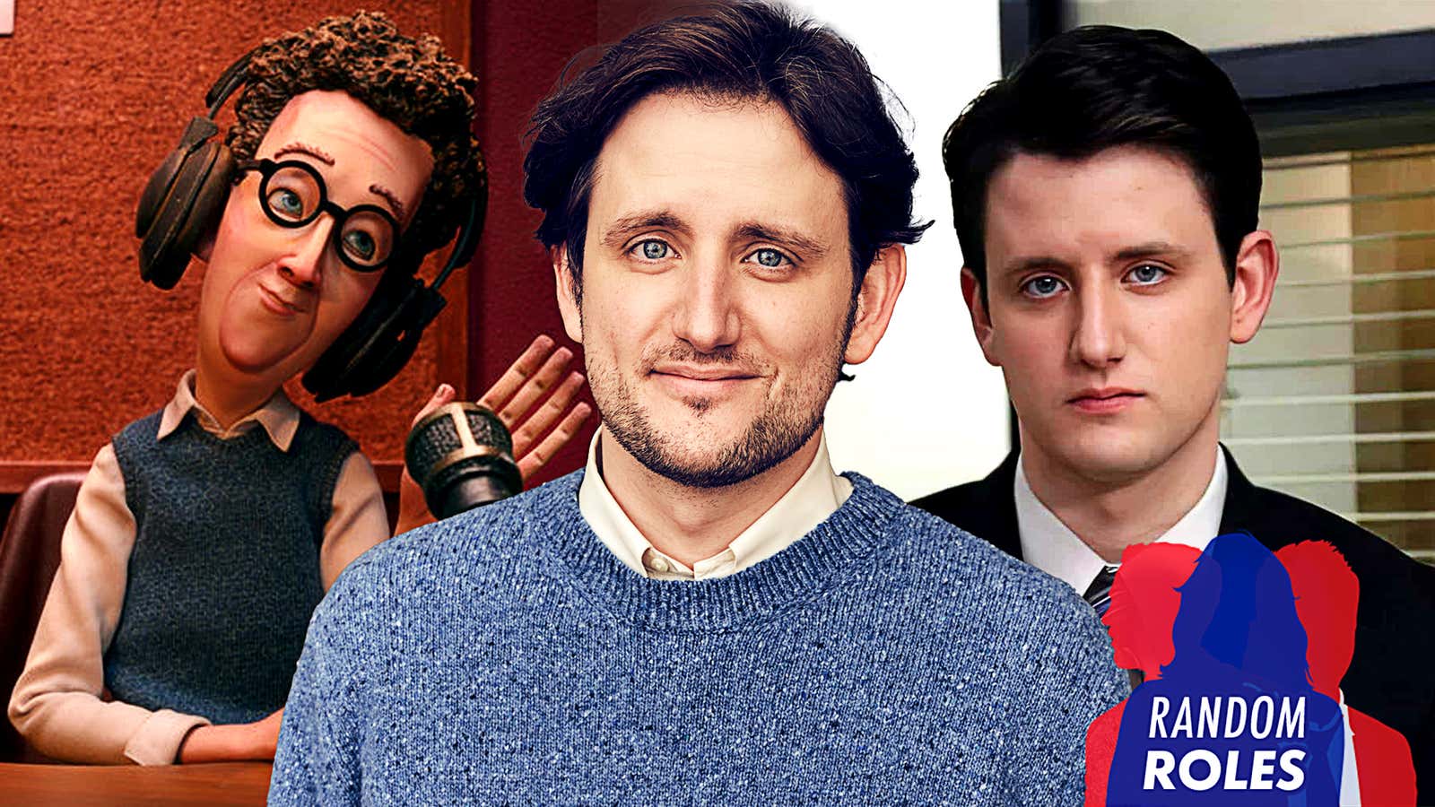 Center: Zach Woods (Photo: Maarten De Boer); left: In The Know (Image: Peacock); right: The Office (Photo: NBC)