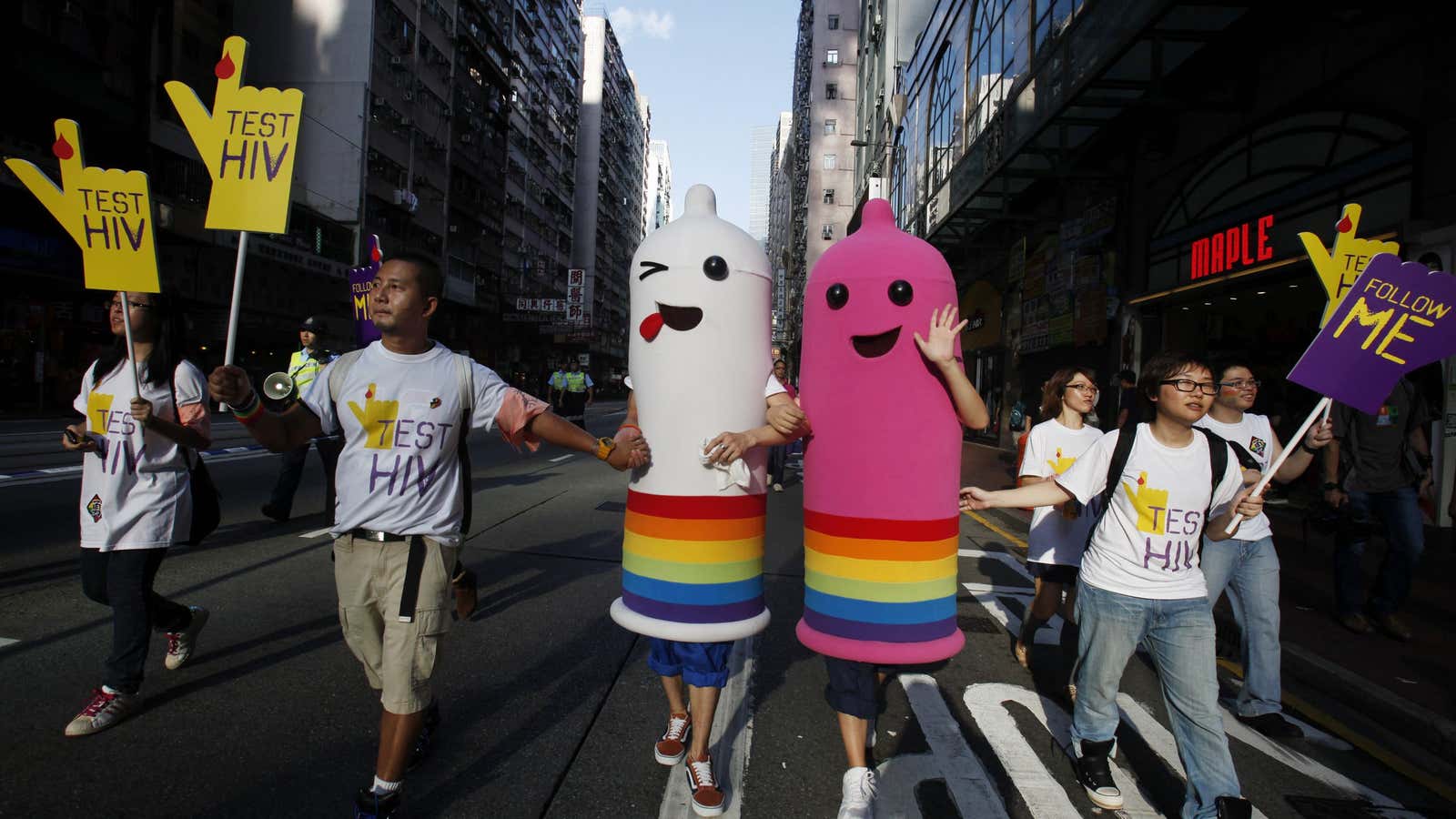 Participants at a march for marriage equality in Hong Kong in 2012.