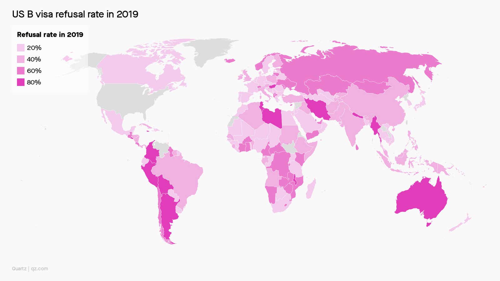 What’s the chance of being rejected a short-term business or tourism visa to the US in 2019?