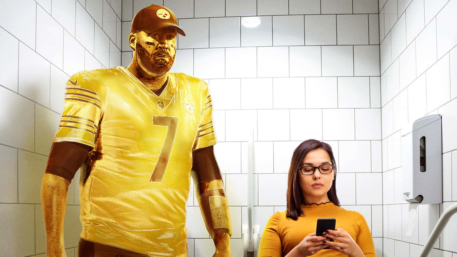 Image for Pittsburgh Honors Ben Roethlisberger With Commemorative Statue In Women’s Bathroom