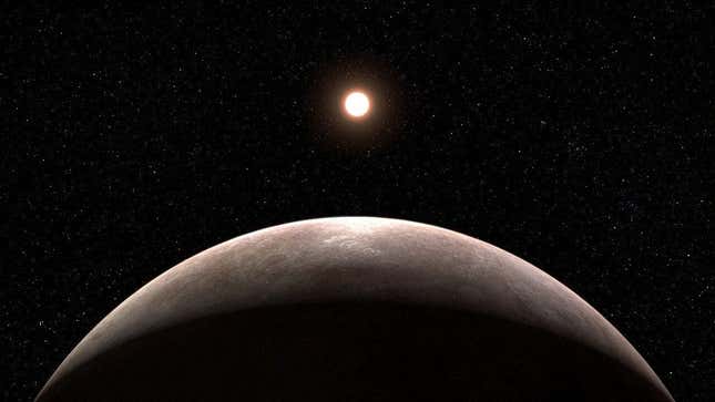 An artist’s impression of the exoplanet, LHS 475 b, and the star it orbits.