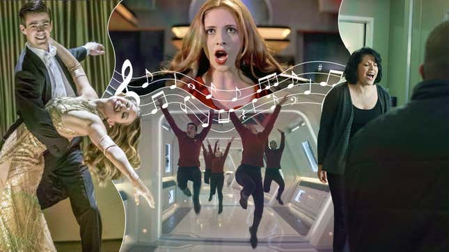 Clockwise from left: The Flash, “Duet” (Photo: The CW); Buffy the Vampire Slayer ,“Once More With Feeling” (Photo: Warner Bros. Television); Grey’s Anatomy, “Song Beneath The Song” (Photo: Ron Tom/Disney via Getty Images); Star Trek: Strange New Worlds, “Subspace Rhapsody” (Photo: Paramount+)