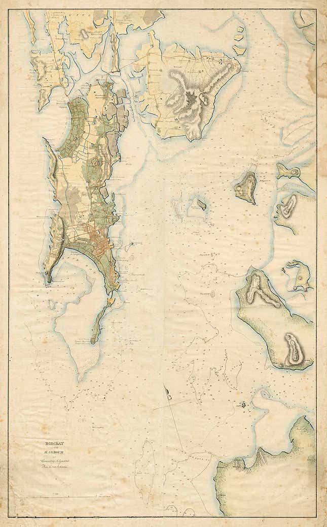 Juggunnath Willoba’s map of the Bombay harbour.
