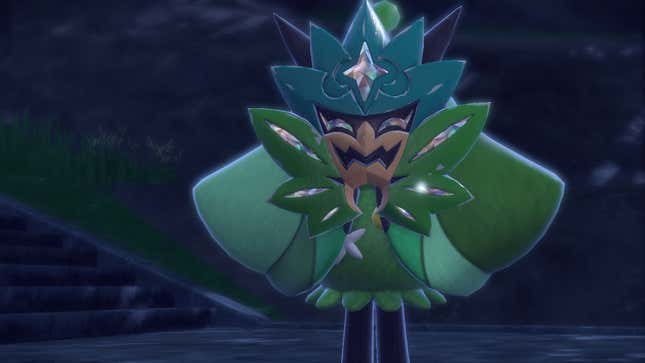 Ogerpon is shown standing at the end of a flight of stairs.