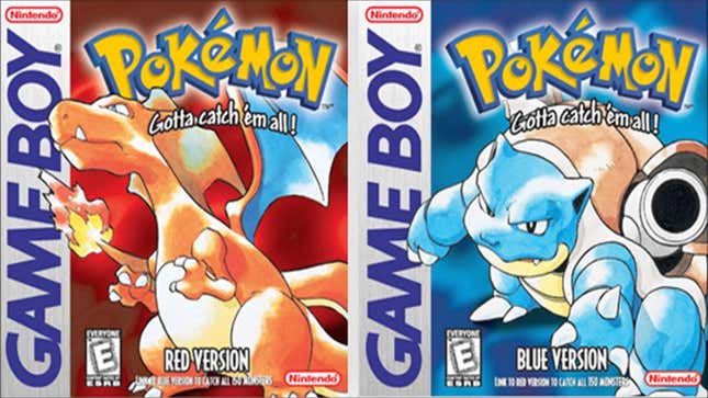The box art for Red and Blue version shows Charizard and Blastoise. 