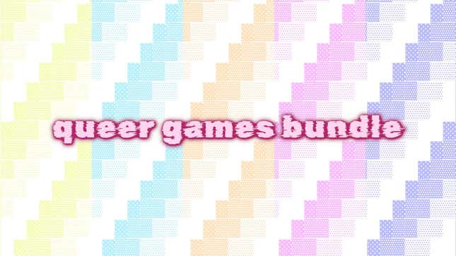 The words "queer games bundle" set against a colorful background
