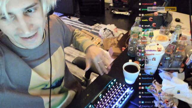 An image of Twitch star Félix “xQc” Lengyel showing off his messy, smelly room live on stream.