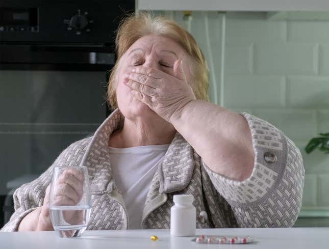 Image for article titled Grandmother Slams Back Handful Of Pills Like Raver In Bathroom Of German Nightclub