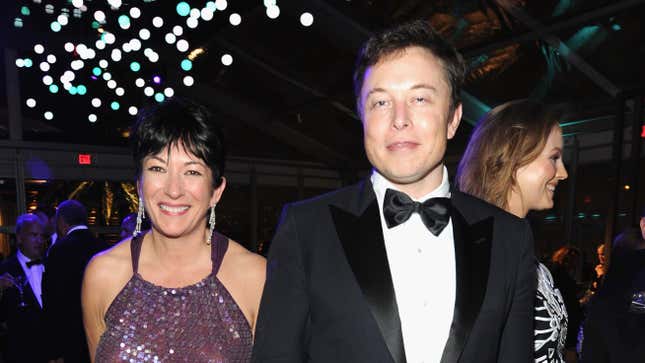 Elon Musk alongside Ghislaine Maxwell at the 2014 Vanity Fair Oscar Party Hosted By Graydon Carter on March 2, 2014 in West Hollywood, California.