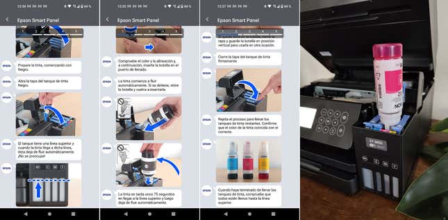La app de Epson tiene un excelente tutorial de instalación en formato de chat, y es ameno y claro.