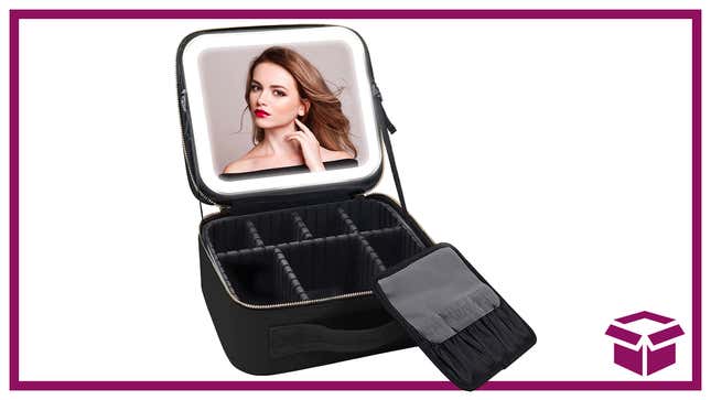 This spacious makeup case has a light-up mirror perfect for travel.