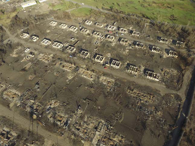 Image for article titled The aftermath of destructive wildfires, seen from above
