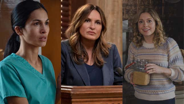 Élodie Yung in The Cleaning Lady; Mariska Hargitay in Law &amp; Order: SVU; Rose McIver in Ghosts