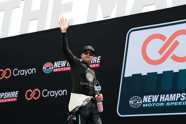 Jul 17, 2023; Loudon, New Hampshire, USA; NASCAR Cup Series driver Noah Gragson (42) is introduced before the start of  the Crayon 301 at New Hampshire Motor Speedway.