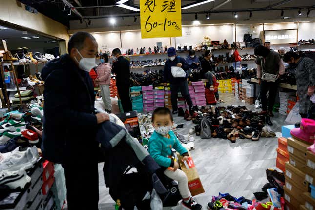 Shoppers at a clearance sale in Beijing