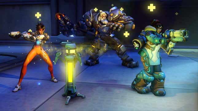An image of Mei, Reinhardt, and Tracer in Overwatch 2.
