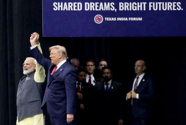 Modi and Trump at the "Howdy, Modi!" event in Houston on Sept. 22, 2019.