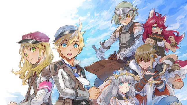 An image of the two SEED protagonists and four potential love interests from Rune Factory 5.