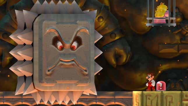 Image for article titled Hard To Watch: Thwomp Is Throwing A Fit After Realizing He’s Not A Big Enough ‘Mario’ Enemy To Get A Walk-In Table At The French Laundry