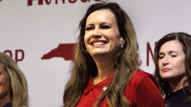 North Carolina state Rep. Tricia Cotham announces she is switching affiliation to the Republican Party at a news conference Wednesday, April 5, 2023.