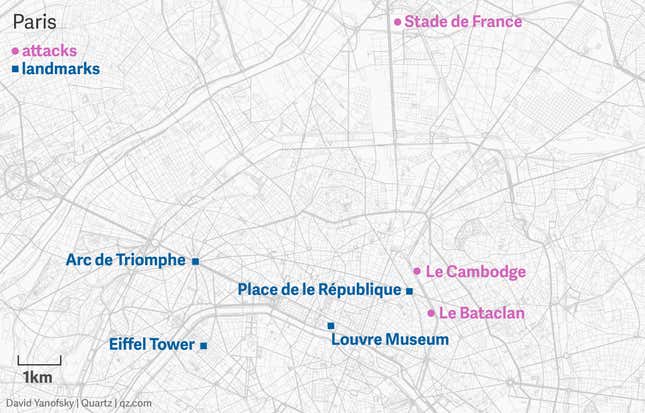 Image for article titled A night of terror in Paris leaves as many as 150 people dead