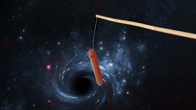 Image for article titled NASA Gently Lowers Hot Dog On Fishing Line Into Black Hole