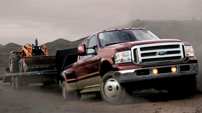 A photo of a dual axle Ford F-350 pickup truck.