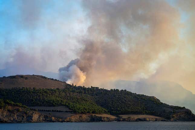 Forest fire affecting the municipalities of Colera and Portbou (Girona), near the border with France on August 5, 2023.