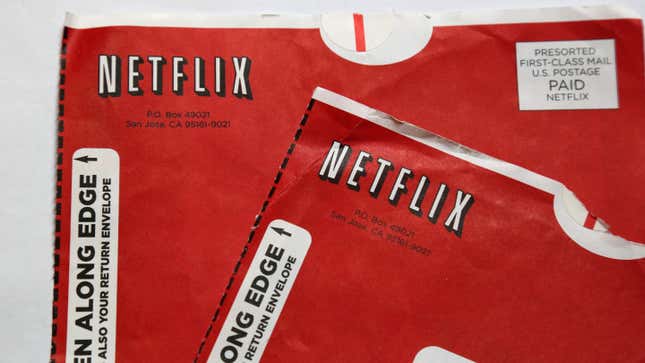 Two red Netflix mailing envelopes