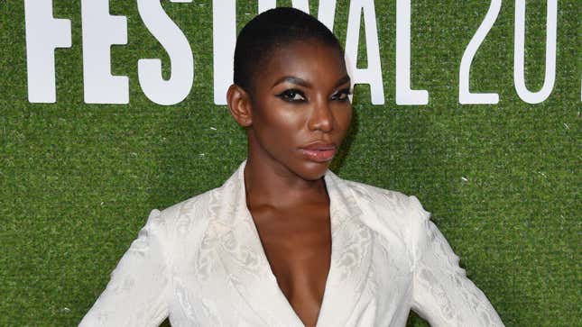 Michaela Coel attends the 62nd BFI London Film Festival on October 12, 2018 in London, England. 